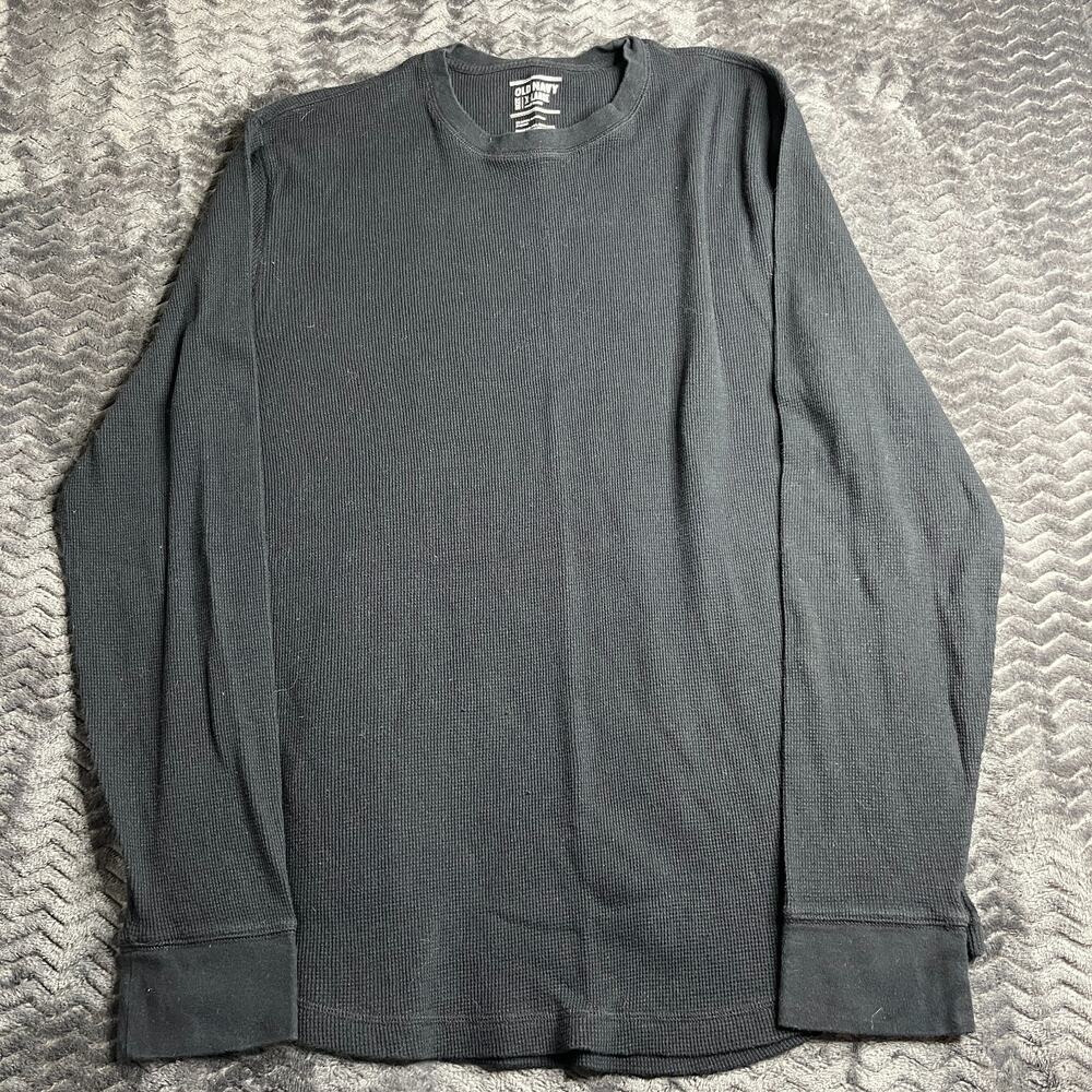 Old Navy Shirt XL Thermal Black Waffle Knit Comfort Streetwear